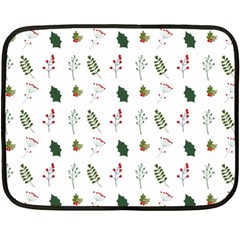 Leaves Mistletoe Plants Winter One Side Fleece Blanket (mini) by Ravend