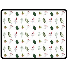 Leaves Mistletoe Plants Winter One Side Fleece Blanket (large) by Ravend