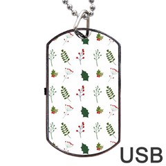 Leaves Mistletoe Plants Winter Dog Tag Usb Flash (one Side) by Ravend