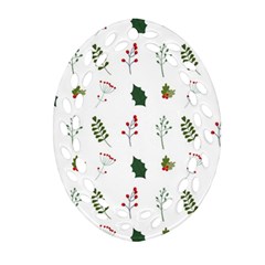 Leaves Mistletoe Plants Winter Ornament (oval Filigree) by Ravend