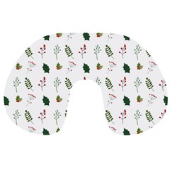 Leaves Mistletoe Plants Winter Travel Neck Pillow by Ravend