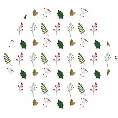 Leaves Mistletoe Plants Winter Wooden Puzzle Hexagon by Ravend