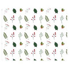 Leaves Mistletoe Plants Winter One Side Premium Plush Fleece Blanket (medium) by Ravend