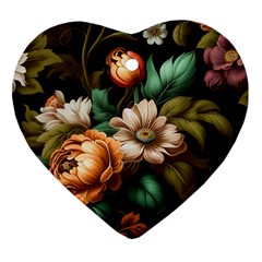 Floral Flower Blossom Bloom Flora Ornament (heart) by Ravend