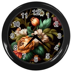 Floral Flower Blossom Bloom Flora Wall Clock (black) by Ravend