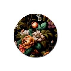 Floral Flower Blossom Bloom Flora Rubber Coaster (round) by Ravend