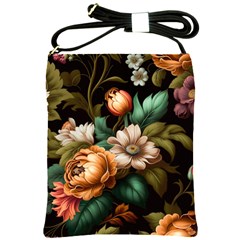 Floral Flower Blossom Bloom Flora Shoulder Sling Bag by Ravend