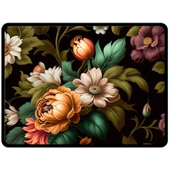 Floral Flower Blossom Bloom Flora One Side Fleece Blanket (large) by Ravend