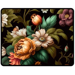 Floral Flower Blossom Bloom Flora One Side Fleece Blanket (medium) by Ravend