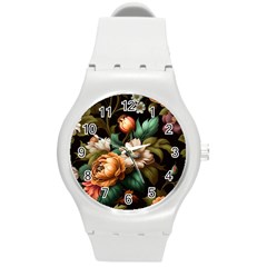 Floral Flower Blossom Bloom Flora Round Plastic Sport Watch (m) by Ravend