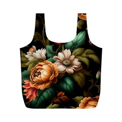 Floral Flower Blossom Bloom Flora Full Print Recycle Bag (m) by Ravend