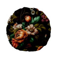 Floral Flower Blossom Bloom Flora Standard 15  Premium Flano Round Cushions by Ravend