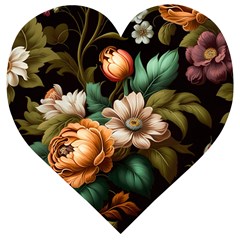 Floral Flower Blossom Bloom Flora Wooden Puzzle Heart by Ravend