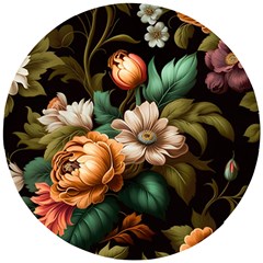 Floral Flower Blossom Bloom Flora Wooden Puzzle Round by Ravend