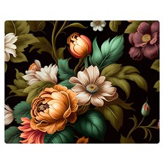 Floral Flower Blossom Bloom Flora One Side Premium Plush Fleece Blanket (medium) by Ravend