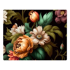 Floral Flower Blossom Bloom Flora One Side Premium Plush Fleece Blanket (large) by Ravend