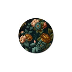 Floral Flower Blossom Turquoise Golf Ball Marker (10 Pack) by Ravend