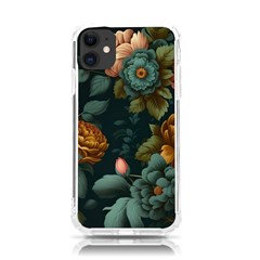 Floral Flower Blossom Turquoise Iphone 11 Tpu Uv Print Case by Ravend