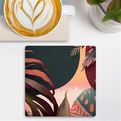 Ai Generated Leaves Foliage Plants Uv Print Square Tile Coaster  by Ravend