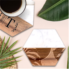 Ai Generated Leaves Foliage Plants Marble Wood Coaster (hexagon)  by Ravend