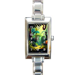 Jungle Rainforest Tropical Forest Rectangle Italian Charm Watch by Ravend