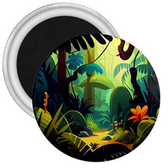 Jungle Rainforest Tropical Forest 3  Magnets by Ravend