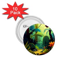 Jungle Rainforest Tropical Forest 1 75  Buttons (10 Pack) by Ravend