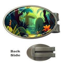 Jungle Rainforest Tropical Forest Money Clips (oval)  by Ravend