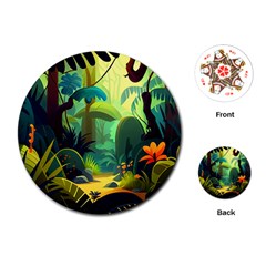 Jungle Rainforest Tropical Forest Playing Cards Single Design (round) by Ravend