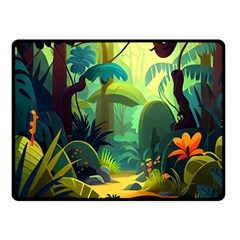 Jungle Rainforest Tropical Forest Fleece Blanket (small) by Ravend