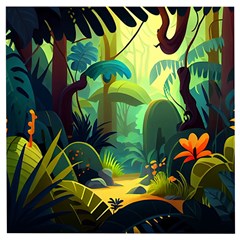 Jungle Rainforest Tropical Forest Wooden Puzzle Square by Ravend