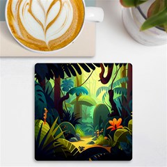 Jungle Rainforest Tropical Forest Uv Print Square Tile Coaster  by Ravend