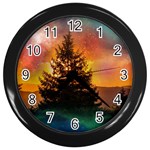 Tree Nature Landscape Fantasy Wall Clock (Black) Front