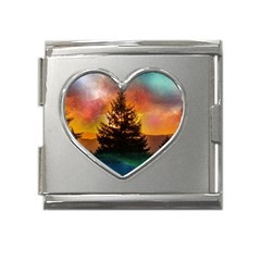 Tree Nature Landscape Fantasy Mega Link Heart Italian Charm (18mm) by Ravend