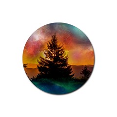 Tree Nature Landscape Fantasy Rubber Coaster (round) by Ravend