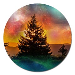 Tree Nature Landscape Fantasy Magnet 5  (round) by Ravend