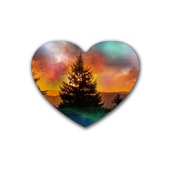 Tree Nature Landscape Fantasy Rubber Coaster (heart) by Ravend