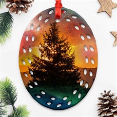 Tree Nature Landscape Fantasy Ornament (oval Filigree) by Ravend