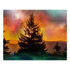 Tree Nature Landscape Fantasy One Side Premium Plush Fleece Blanket (large) by Ravend