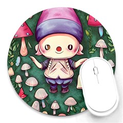 Toadstool Mushrooms Round Mousepad by GardenOfOphir