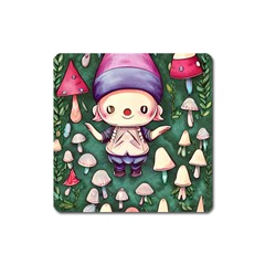 Toadstool Mushrooms Square Magnet by GardenOfOphir