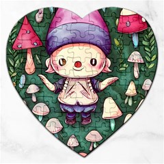 Toadstool Mushrooms Jigsaw Puzzle (heart) by GardenOfOphir