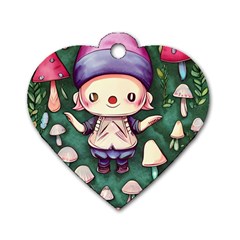 Toadstool Mushrooms Dog Tag Heart (two Sides)