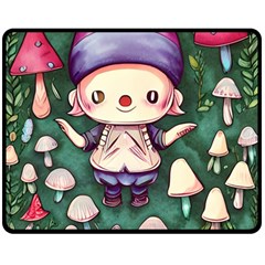 Toadstool Mushrooms One Side Fleece Blanket (medium) by GardenOfOphir