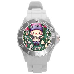 Toadstool Mushrooms Round Plastic Sport Watch (l) by GardenOfOphir