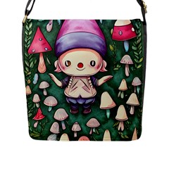 Toadstool Mushrooms Flap Closure Messenger Bag (l) by GardenOfOphir