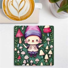 Toadstool Mushrooms Uv Print Square Tile Coaster  by GardenOfOphir