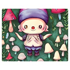 Toadstool Mushrooms One Side Premium Plush Fleece Blanket (medium) by GardenOfOphir