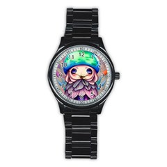 Conjuration Mushrooms Stainless Steel Round Watch by GardenOfOphir