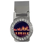 Night Houses River Bokeh Leaves Money Clips (CZ)  Front